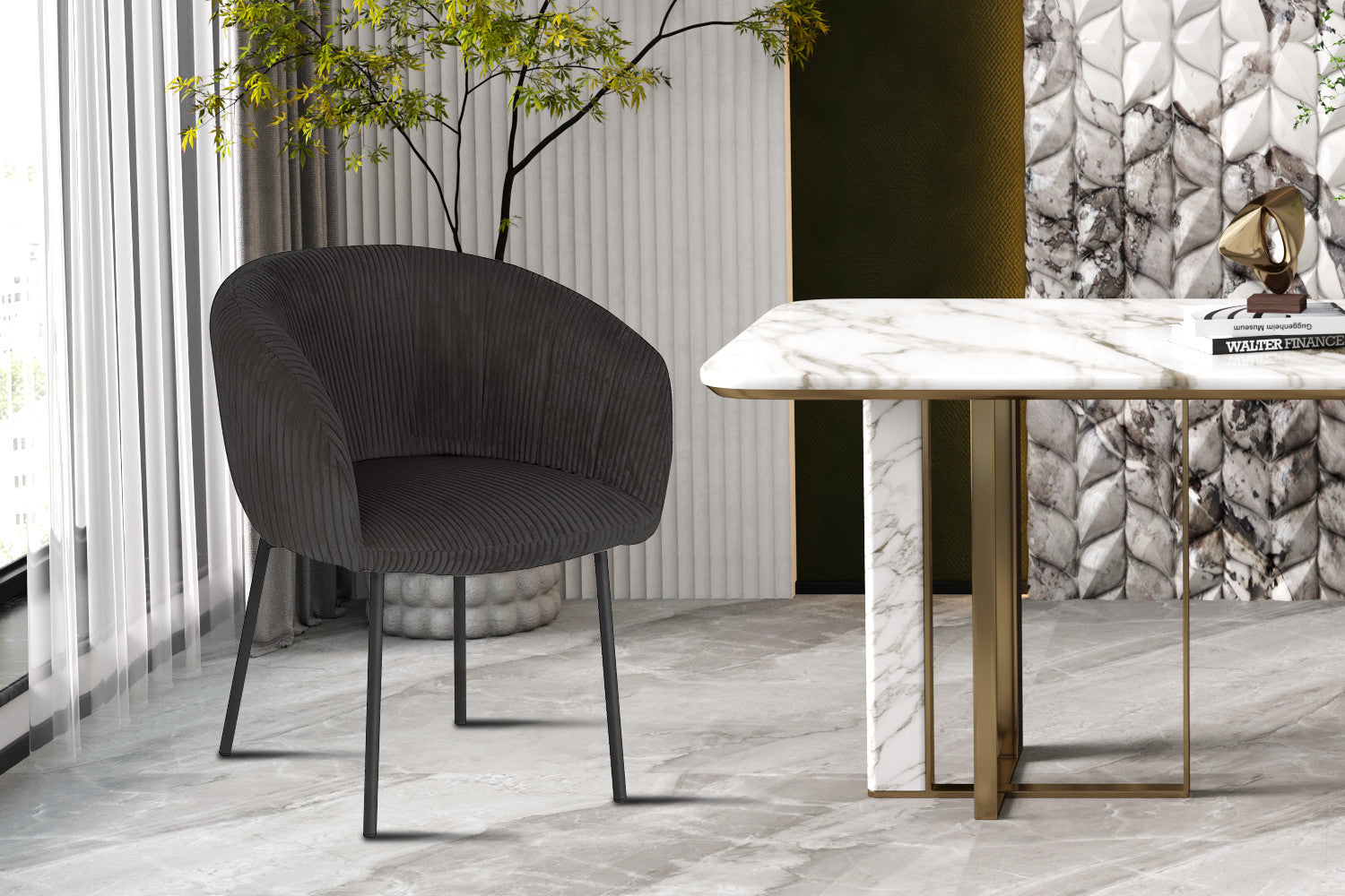 Stoel 'Sevilla' Corduroy Fabb Hyper 16 Grijs