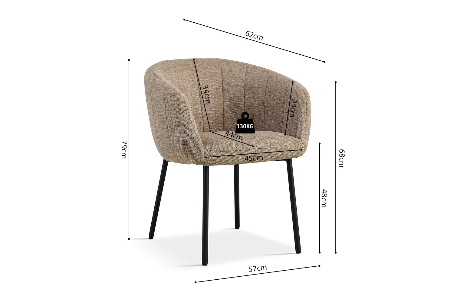 Stoel 'Sevilla' Stof Zand