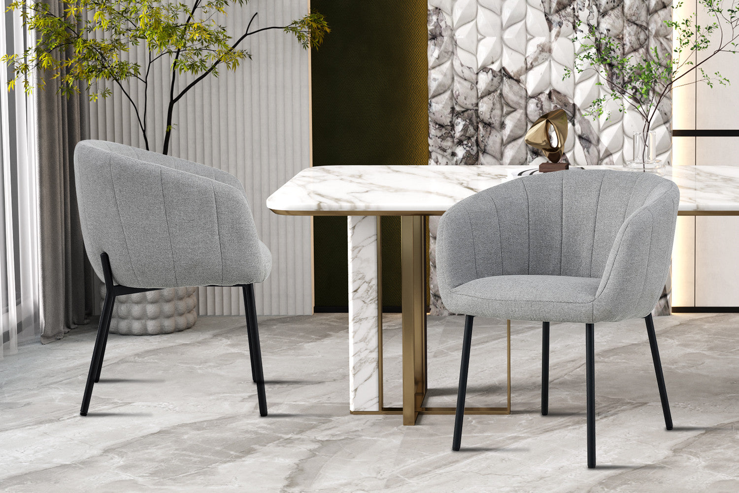 Stoel 'Sevilla' Stof Lichtgrijs