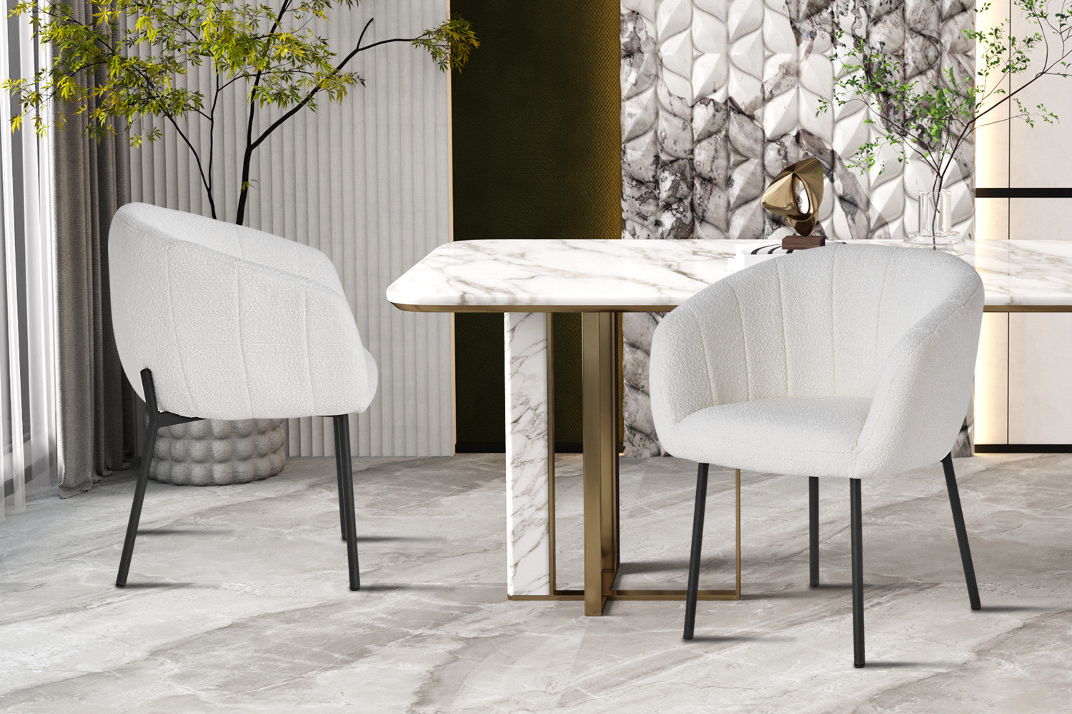 Stoel 'Sevilla' Bouclé Wit