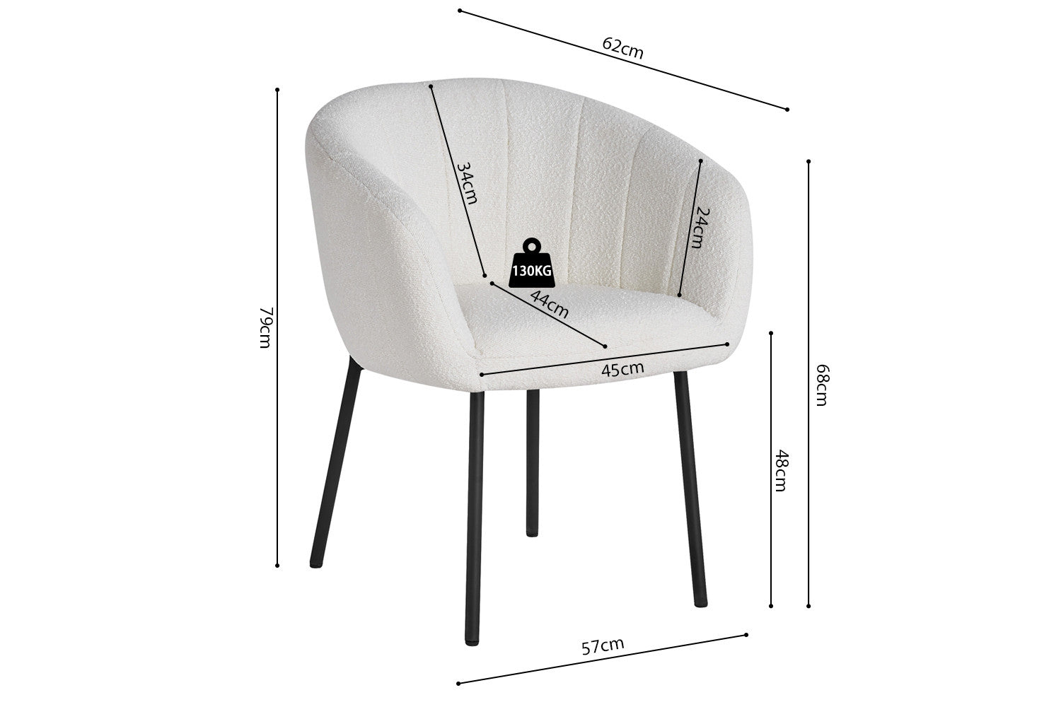 Stoel 'Sevilla' Bouclé Wit