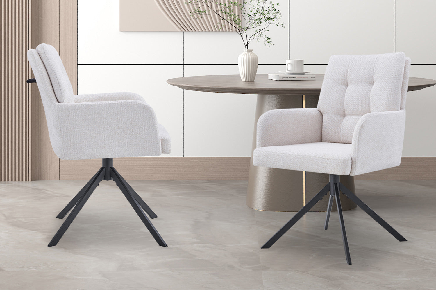 Stoel 'Granada' Draaibaar tot 0 Stof Davis Bliss 75-02 Ecru