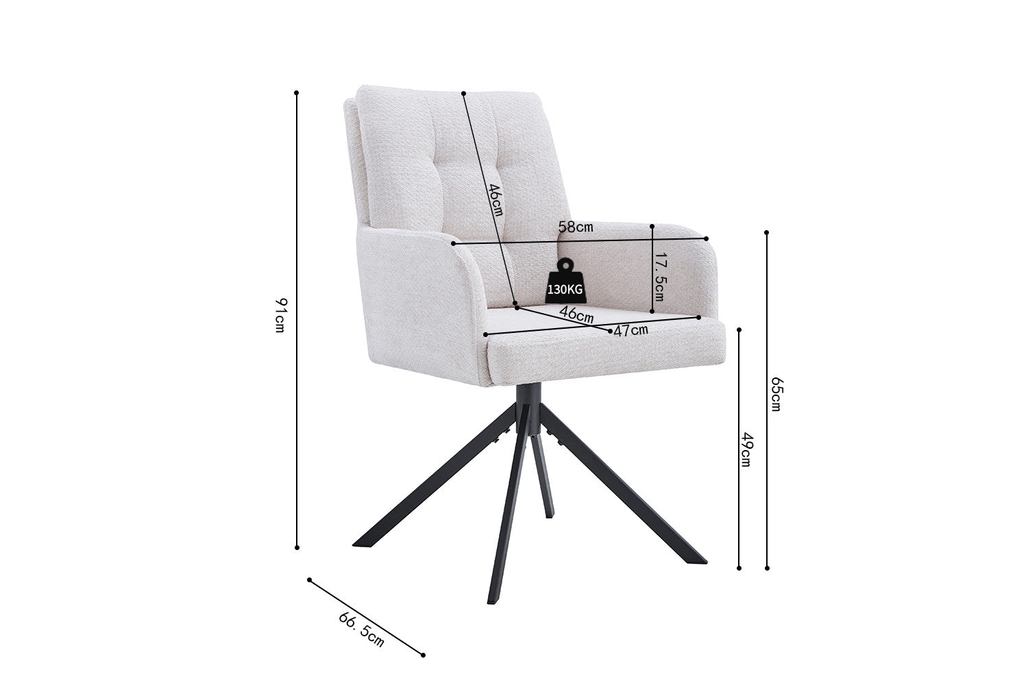 Stoel 'Granada' Draaibaar tot 0 Stof Davis Bliss 75-02 Ecru