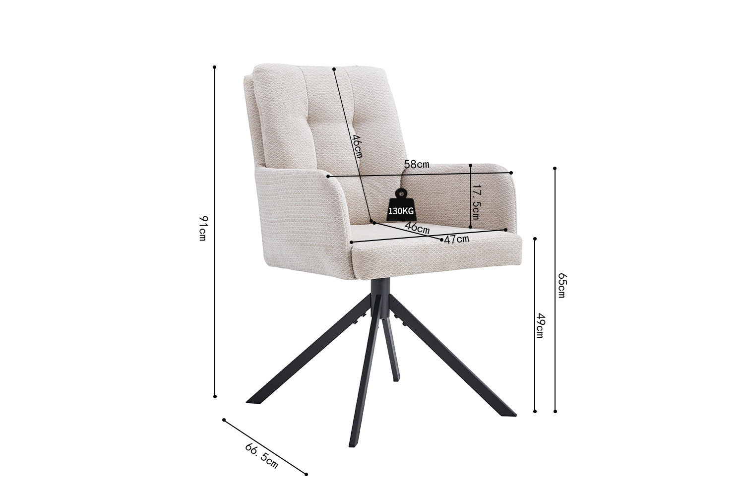 Stoel 'Granada' Draaibaar tot 0 Stof Davis Bliss 75-03 Beige