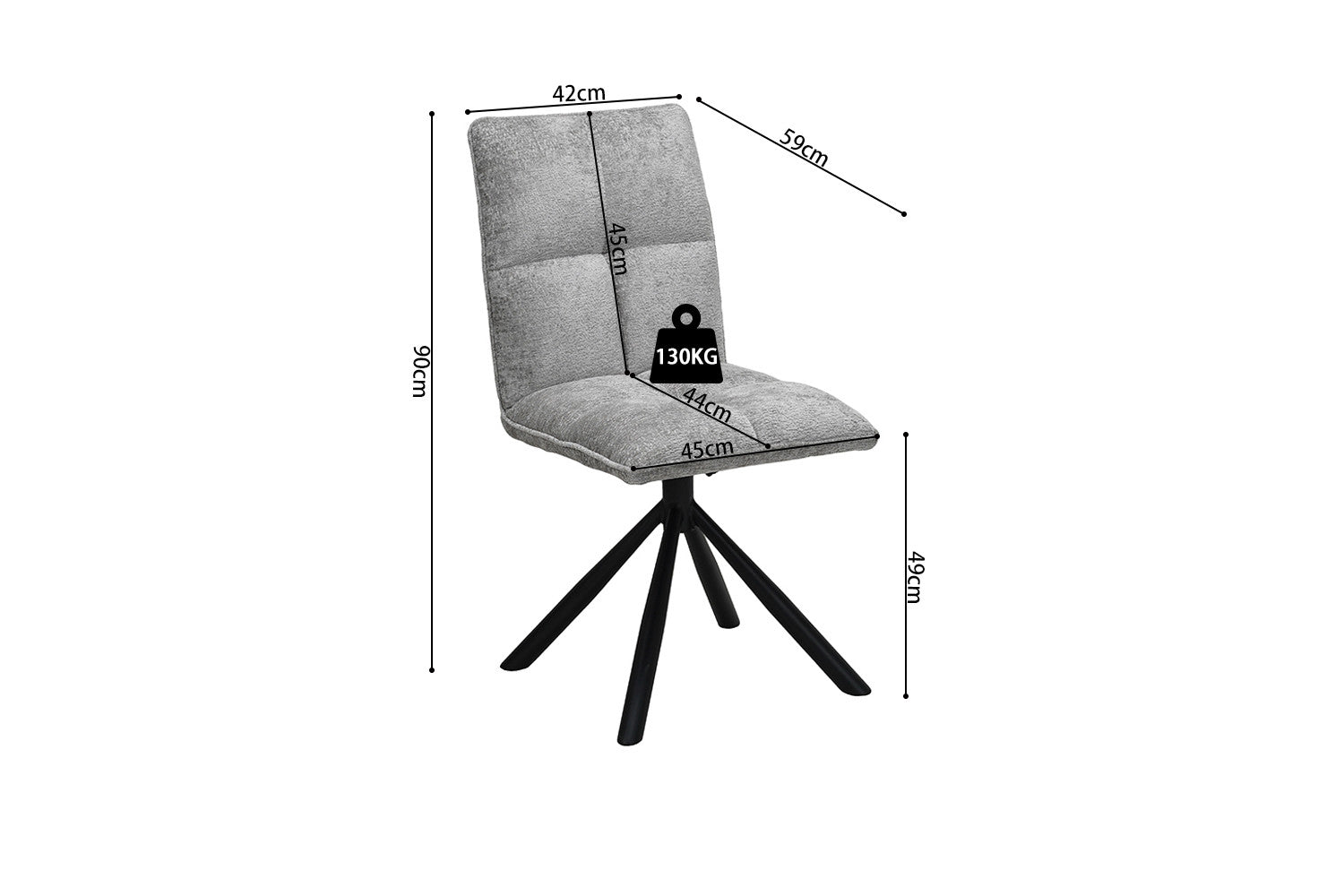 Stoel 'Jack' Draaibaar tot 0 Stof Lichtgrijs