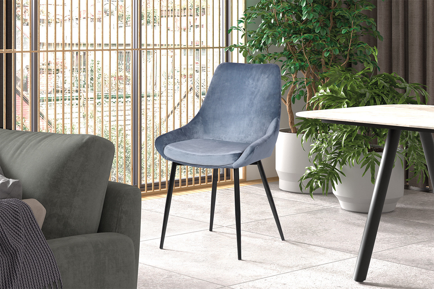 Stoel 'Mirano' Fluweel Blauw