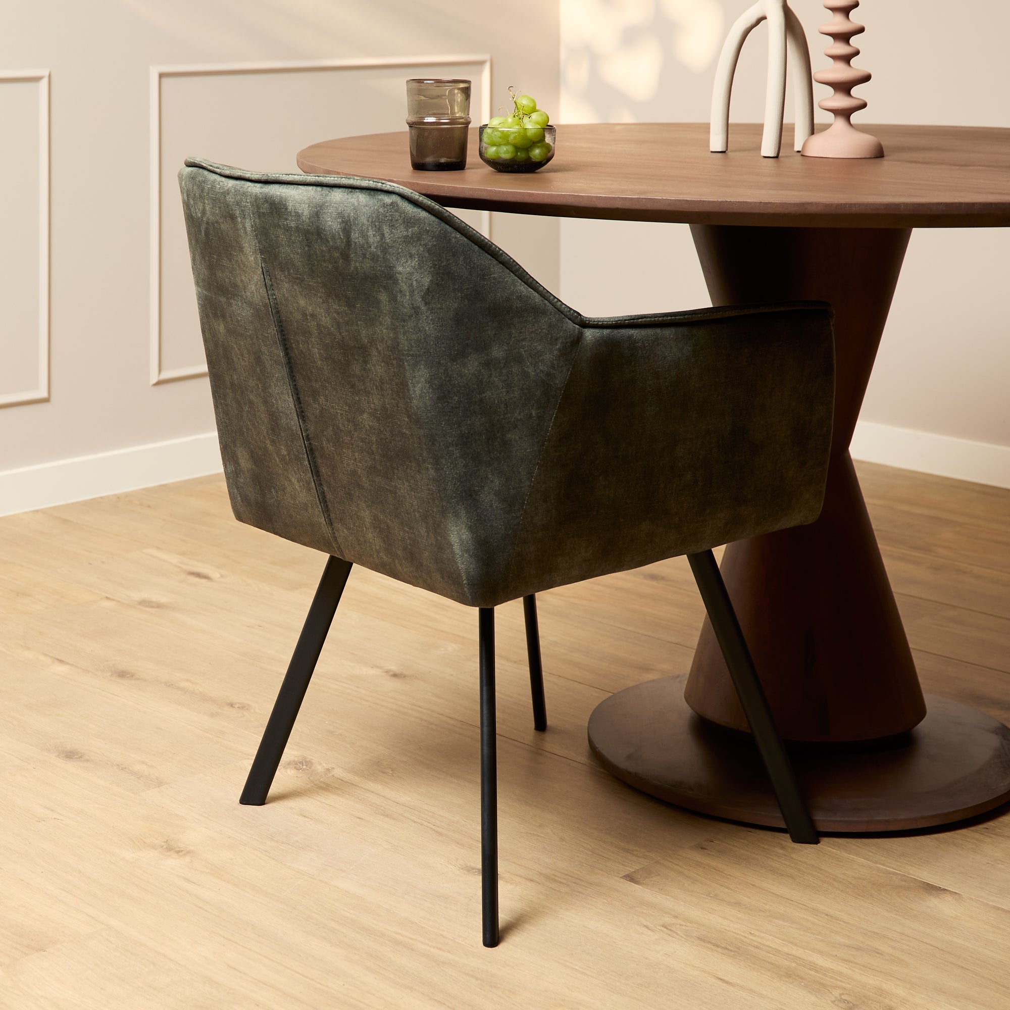 Eetkamerstoel Emma Velvet | Hunter Green | Met armleuning