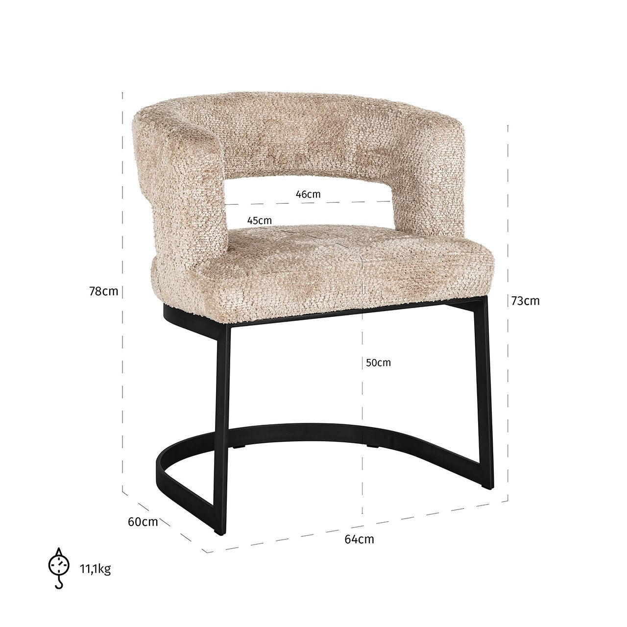 Stoel Ellis mooie beige (Be Lovely 170 Beige)