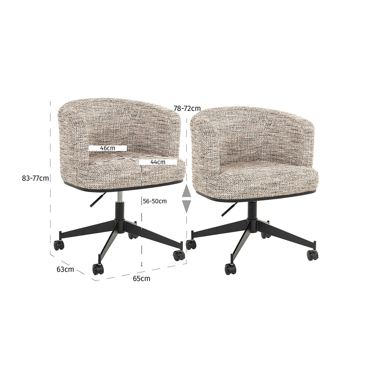 Draaistoel Rochenne met wielen trendy natuur (Be Trendy 01 Nature)