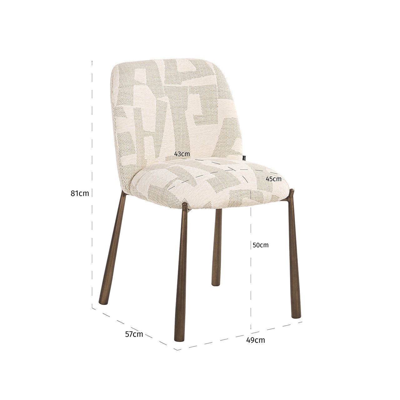 Eetkamerstoelen Lana beige graffic (set van 2) (Beige graffic)