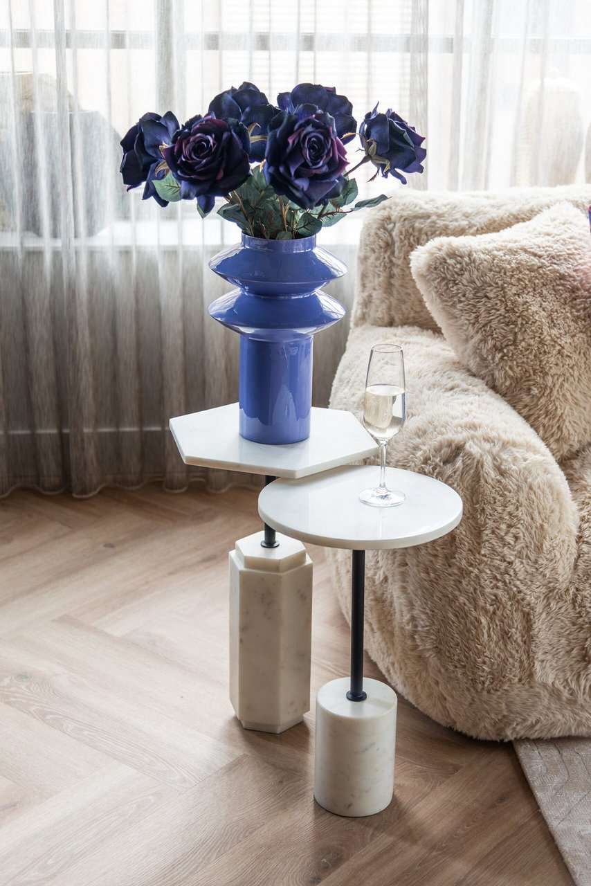 Bijzettafel Misty 30Ø (Black/white)