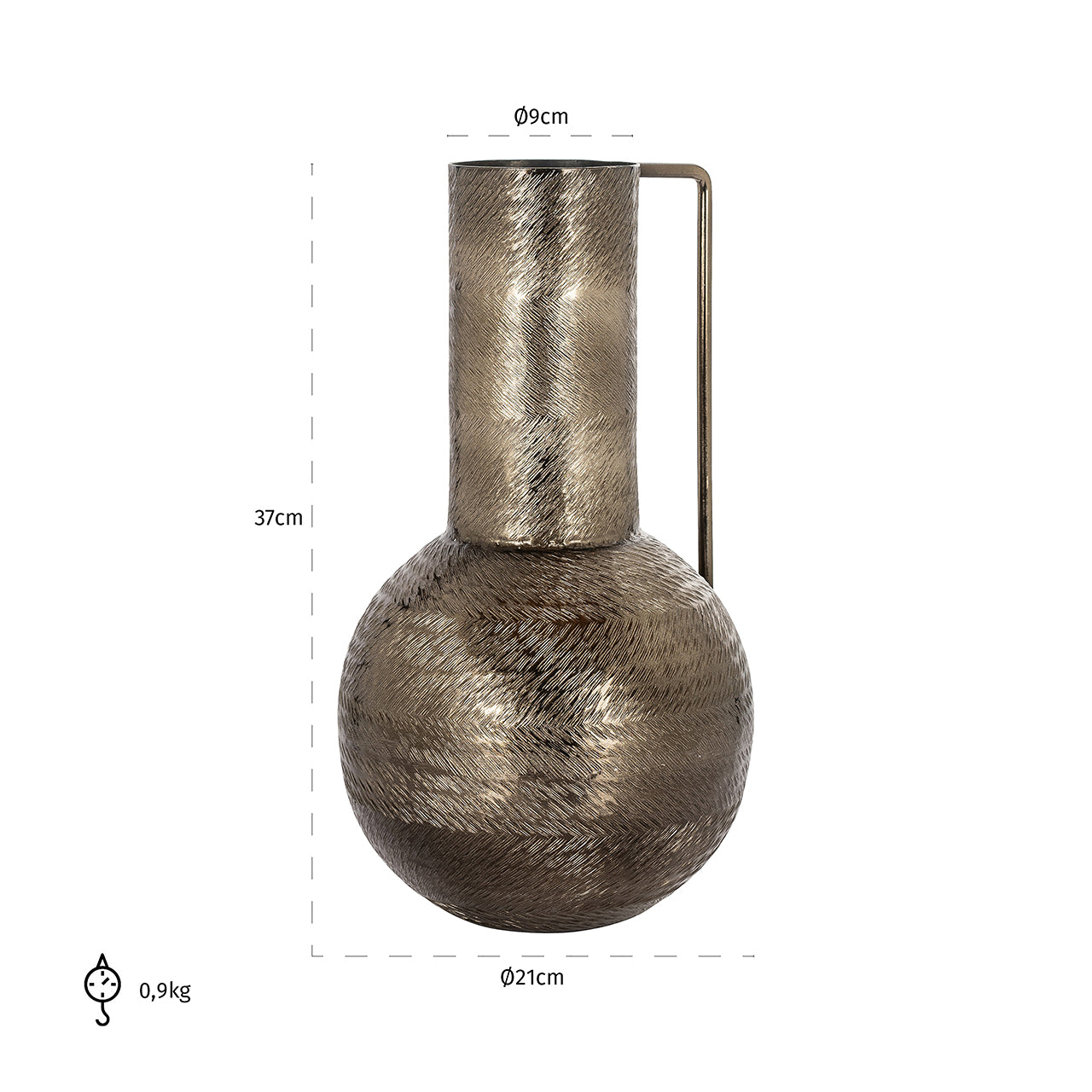 Vaas Leia groot rookzwart (Smoke)