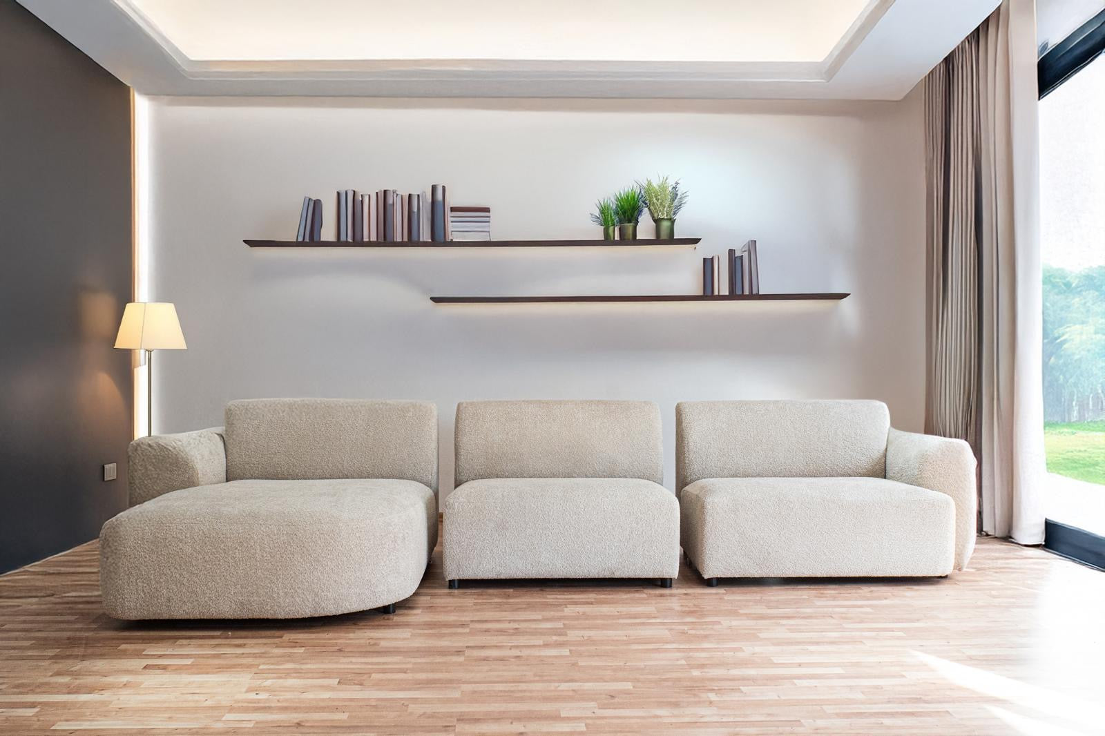 Hoekbank Lianza - Beige / Gebroken wit