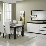 Dressoir Rome - 220cm - 3 Deuren 3 Lades - Zwart Wit Hoogglanslak 