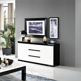 Dressoir Rome - 165cm - 2 Deuren 3 Lades - Zwart Wit Hoogglanslak 