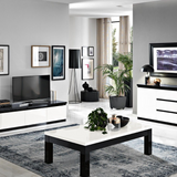 Dressoir Rome - 165cm - 2 Deuren 3 Lades - Zwart Wit Hoogglanslak 