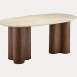 Eettafel Bellaro Oval – Donker Hout en Marmer