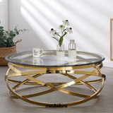 Salontafel 'Wave' 100cm Rond — Poten in Goudkleur