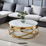 Salontafel 'Wave' 100cm Rond — Poten in Goudkleur