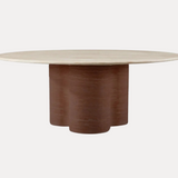 Eettafel Bellaro Round – Rond Marmer en Donker Hout