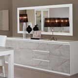 Dressoir Rome - 3 Deuren 3 Lades - Wit Grijs Hoogglanslak 