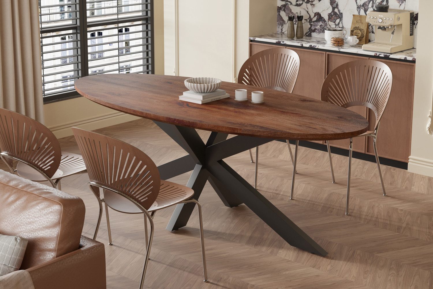 Eettafel 'Tommy' Ovaal 220cm — Mango Hout Bruin