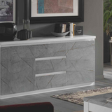 Dressoir Rome - 165cm - 2 Deuren 3 Lades - Wit Grijs Hoogglanslak 