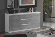 Dressoir Rome - 165cm - 2 Deuren 3 Lades - Wit Grijs Hoogglanslak 