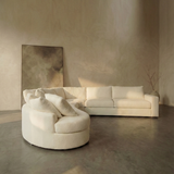 Hoekbank | NIRAYA | Wit teddy stof