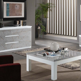 Dressoir Rome - 165cm - 2 Deuren 3 Lades - Wit Grijs Hoogglanslak 