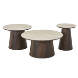 Salontafel BROWNIE 3/set Keramisch tafelblad Walnootkleur poten