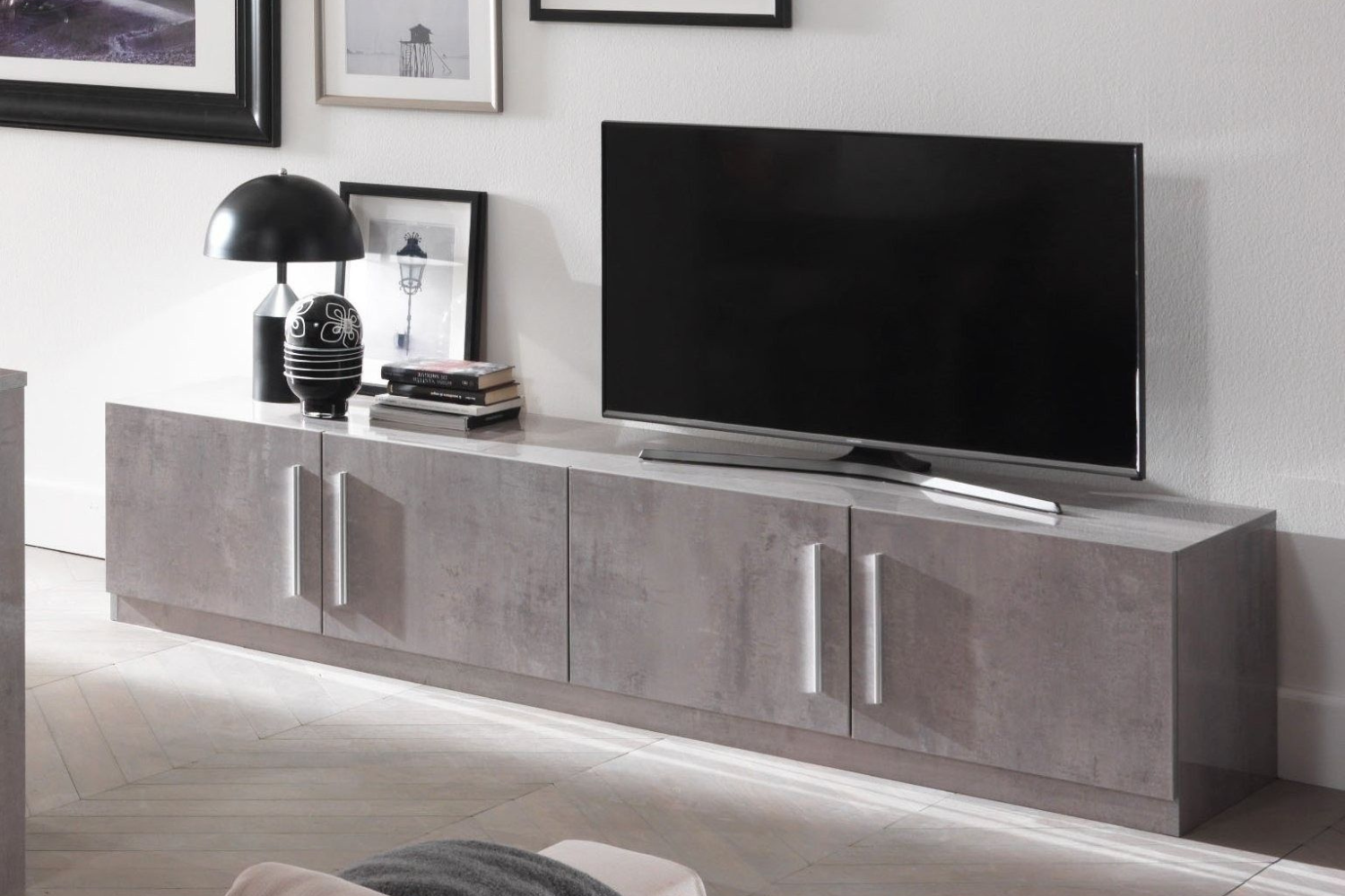 Tv Meubel Greta - 207cm - Grijs Hoogglanslak