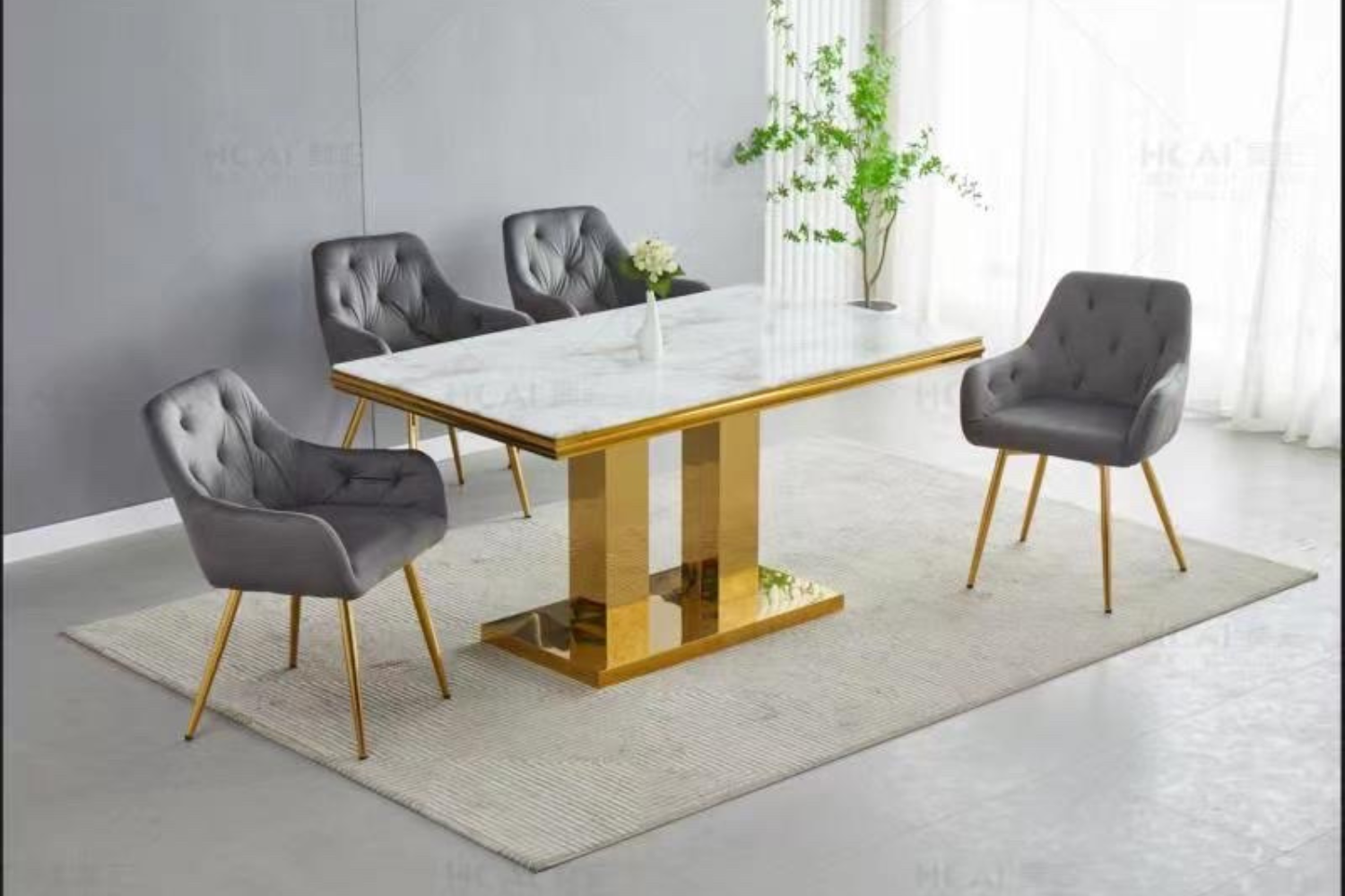 Eettafel 'Versus' 150cm — Poten in Goudkleur