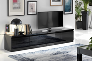 Tv Meubel Rome Zwart - 220cm - Zwart Hoogglanslak