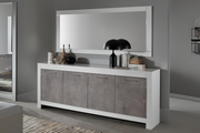 Dressoir Modena 4 Deuren - Witte en Betonkleurige Hoogglanslak 