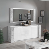 Dressoir Vittoria - 195cm - 3 Deuren - Marmer Wit Grijs