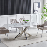 Eettafel 'Ophelia' 150cm Ovaal — Poten in Zilverkleur