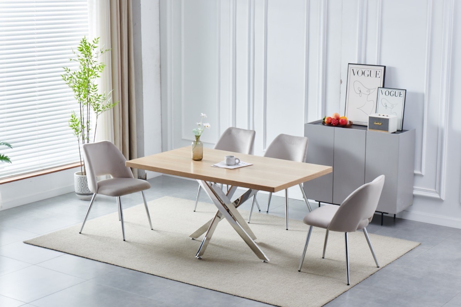 Eettafel 'Olivia' 150cm — Poten in Zilverkleur