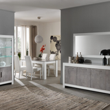 Dressoir Modena 4 Deuren - Witte en Betonkleurige Hoogglanslak 