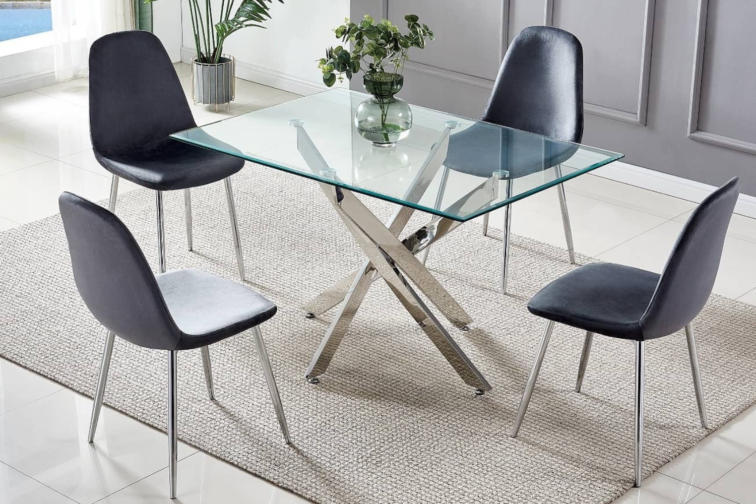 Eettafel 'Olivia' 180cm — Poten in Zilverkleur