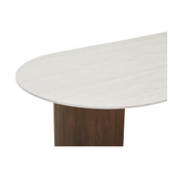 Eettafel CALYPSO - 180 - Keramiek travertine - Walnootkleur poten