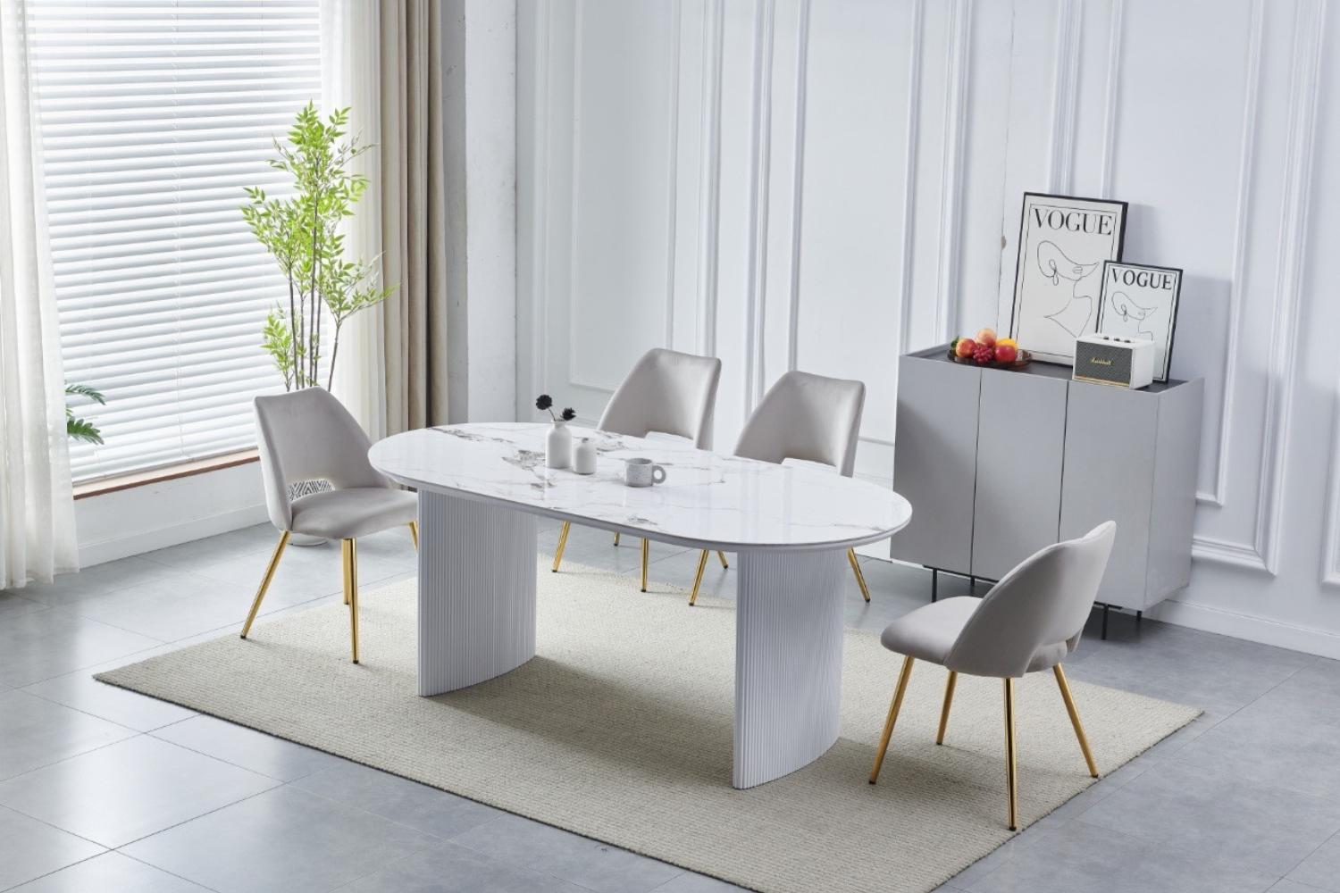 Eettafel 'Mina' 200cm Ovaal — Poten Wit