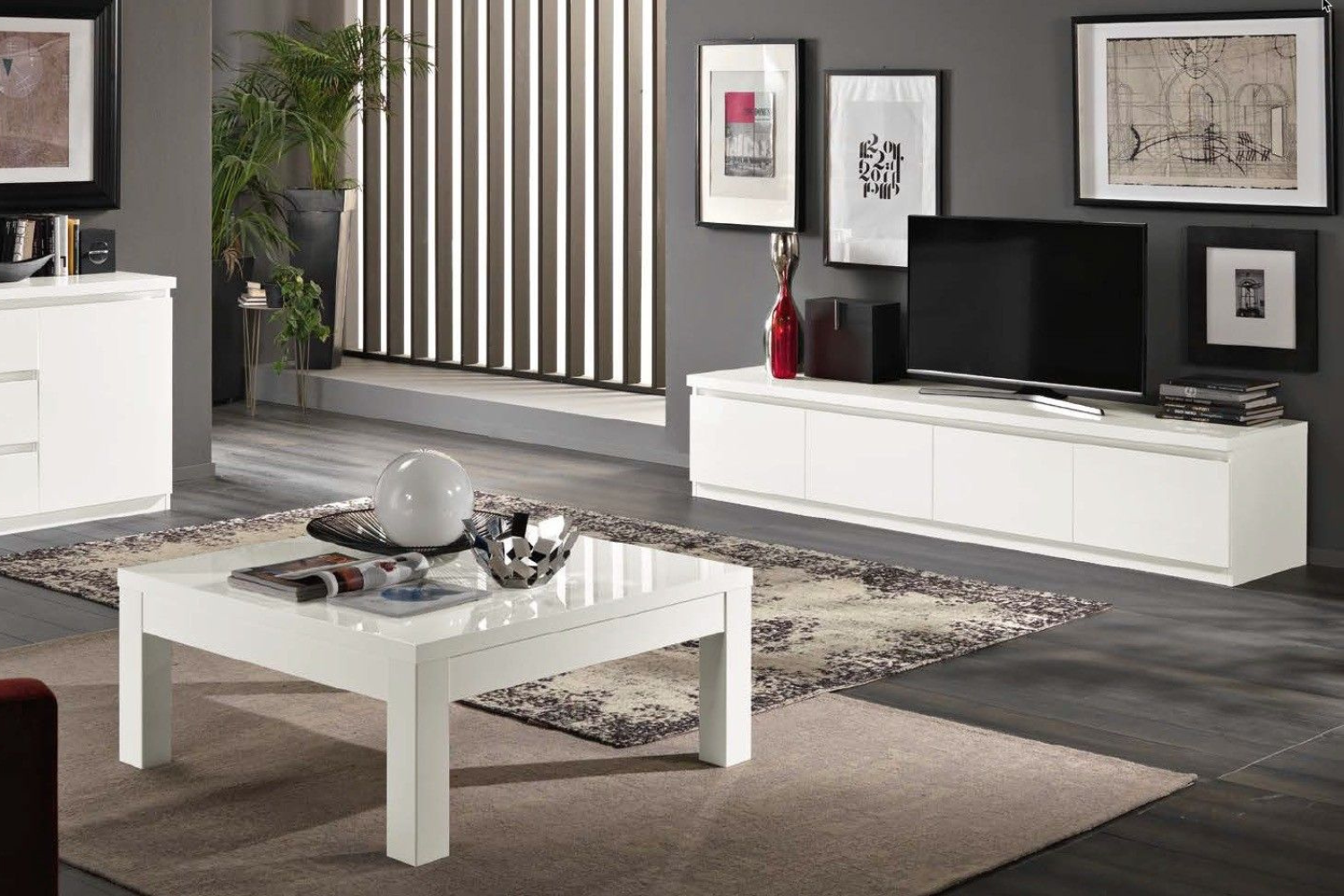 Tv Meubel Rome - 220cm - Wit Hoogglanslak