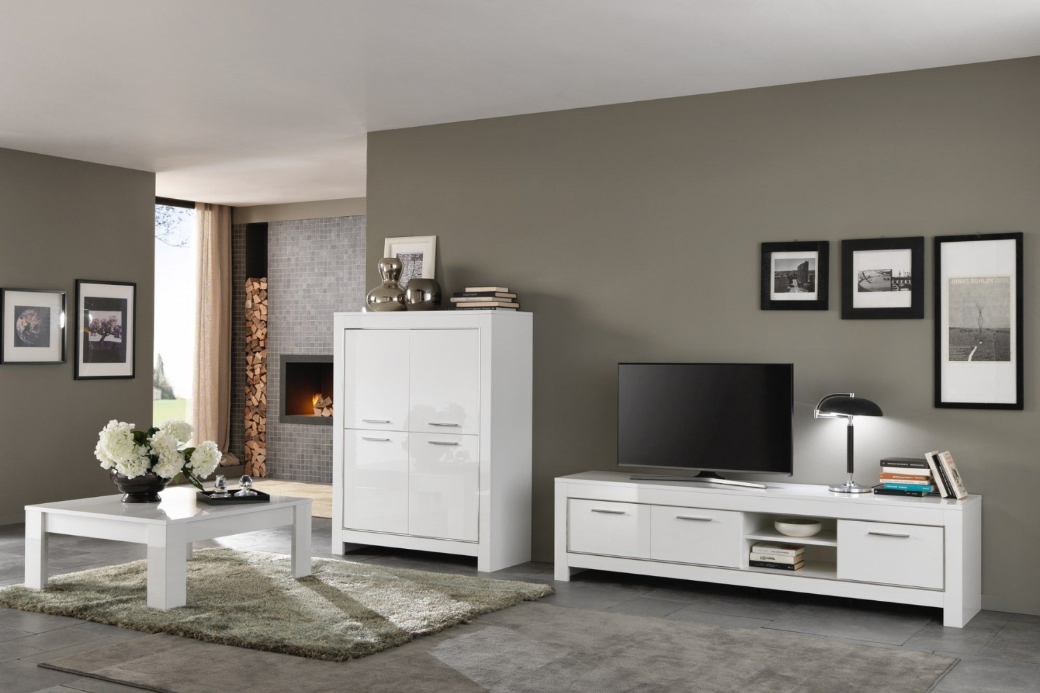 Tv-Meubel Modena - 207cm - Wit Hoogglanslak