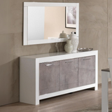 Dressoir Modena 3 Deuren - Witte en Betonkleurige Hoogglanslak 