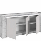 Dressoir Vittoria - 195cm - 3 Deuren - Marmer Wit Grijs