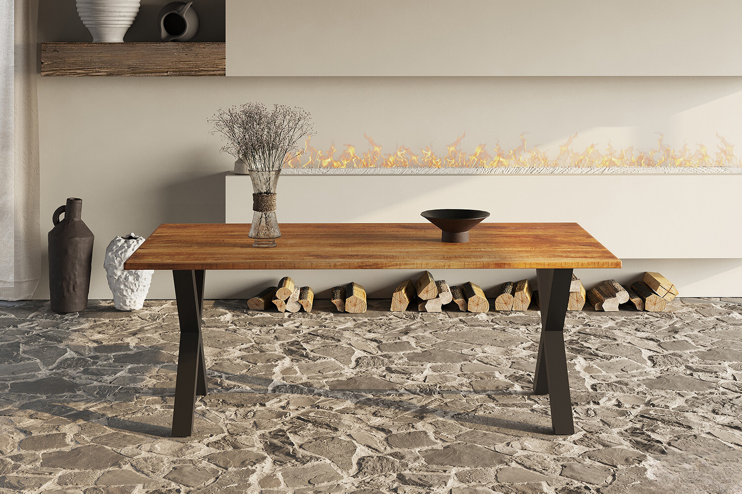 Eettafel 'Elena' 200cm Rechthoekig — Mango Hout