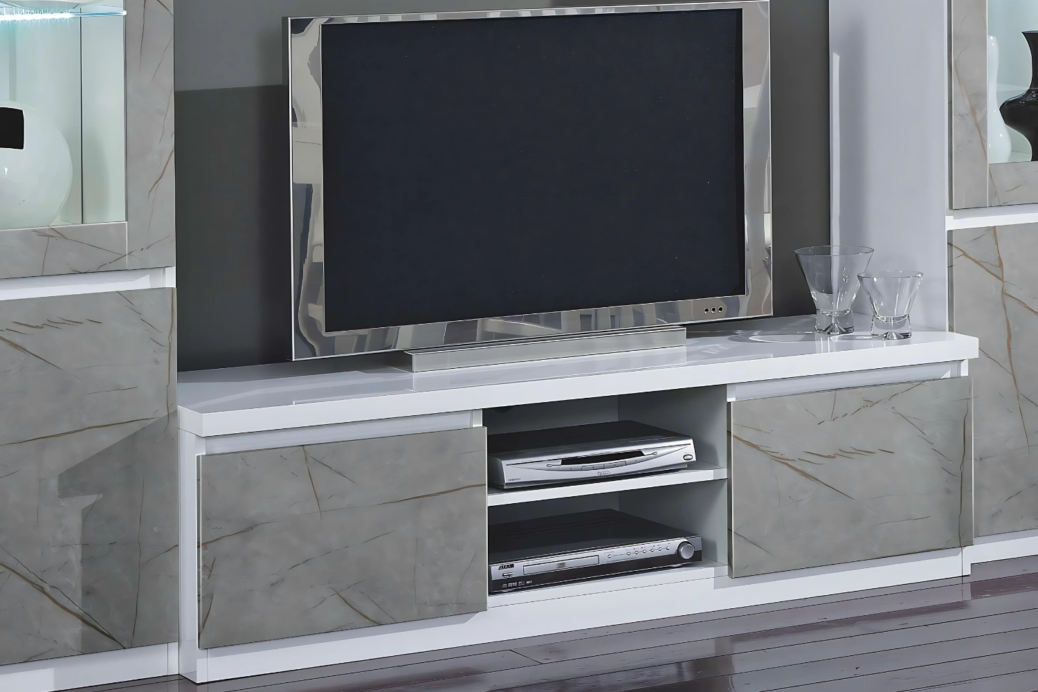 Tv Meubel Rome - 150cm - Marmer Grijs Hoogglanslak