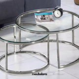 Salontafel 'Lera' 80-60cm Rond — Poten in Zilverkleur