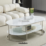 Salontafel 'Ena' 130cm Ovaal — Poten in Zilverkleur